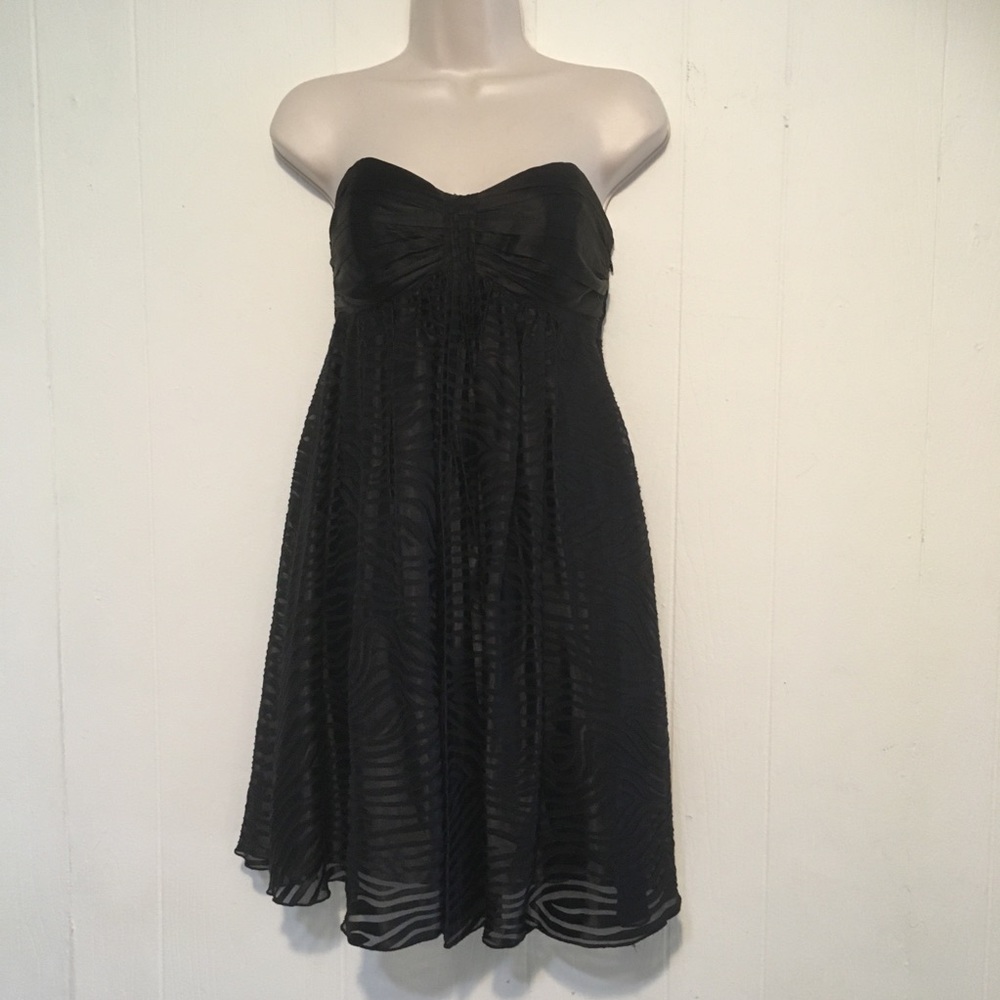 Express black silk strapless mini dress